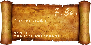 Prónay Csaba névjegykártya